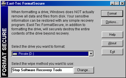 East-Tec FormatSecure Screenshot